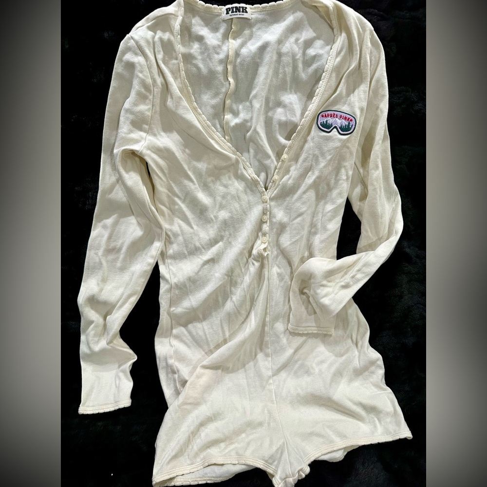 PINK Victoria's Secret Cream Pajama Romper